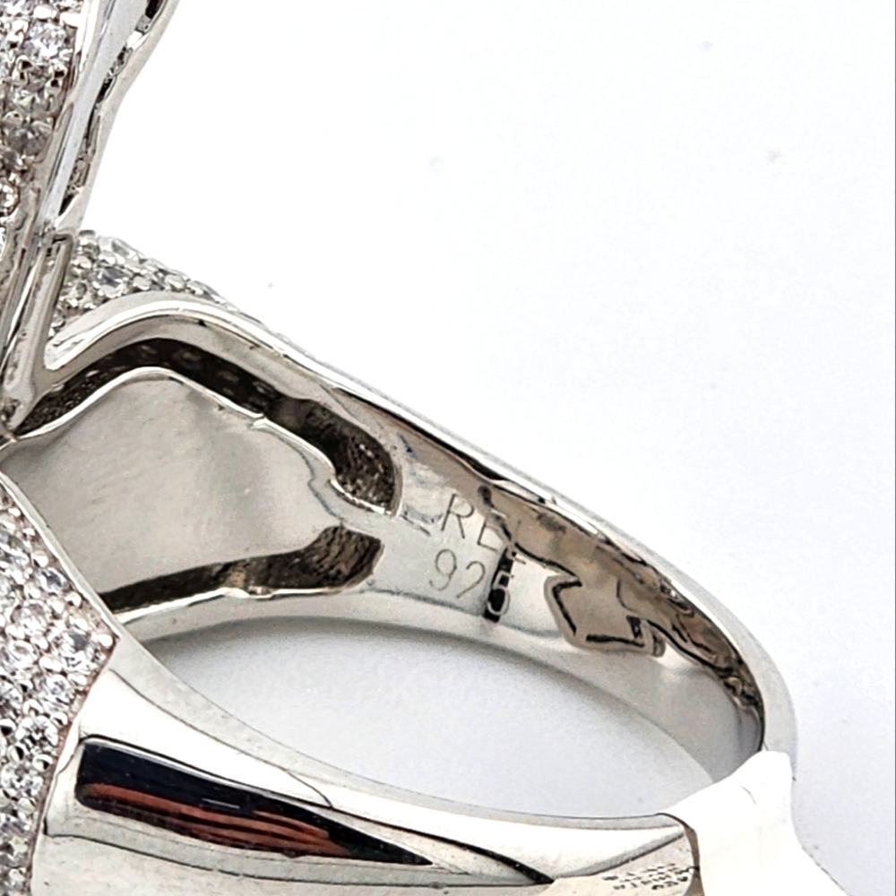925 Silver Cross Ring Bugget and round cubic zirconia - Picture 6 of 9